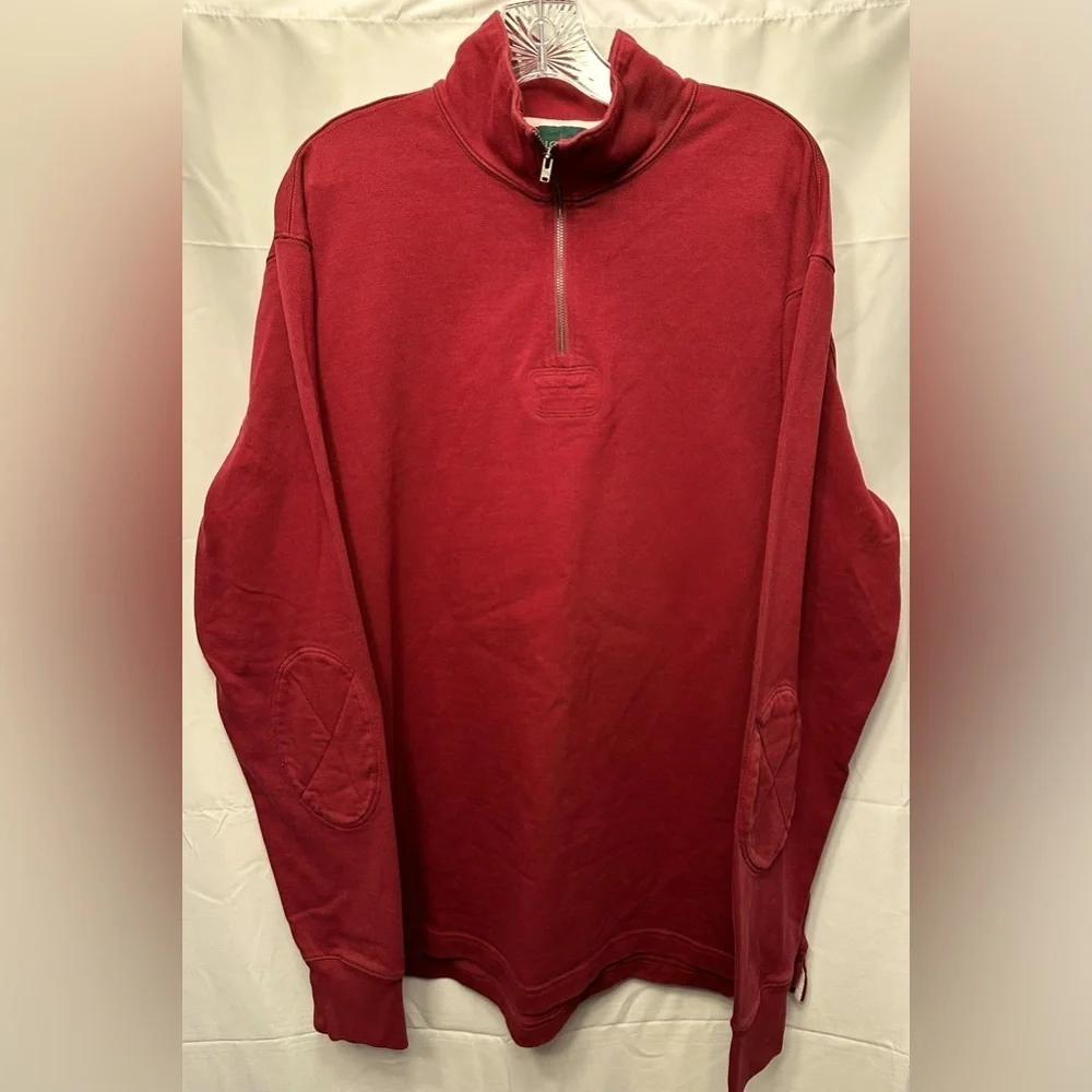 2022 J.Crew Men's Oarsmen Retro Maroon 1/4 Zip Rugby Sweatshirt Size Large‎ Tall